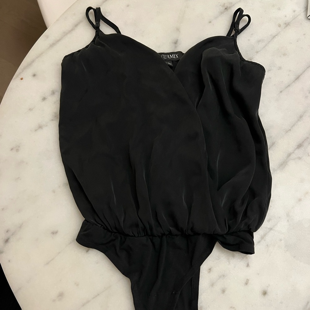 Intermix Silk Anabelle Bodysuit Size 0 Black Orig $178